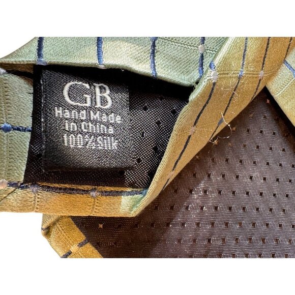 Geoffrey Beene Mens Green & Blue Checkered 100% Silk Tie 56" Long - Picture 4 of 7